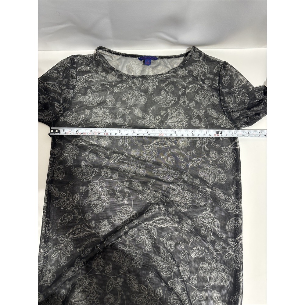 VTG Aeropostale Black Sheer Mesh Lace Long Sleeve Floral Top Small Whimsigoth - Picture 6 of 8
